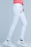 calças de ganga boyfriend branco slim
