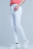 calças de ganga boyfriend branco slim