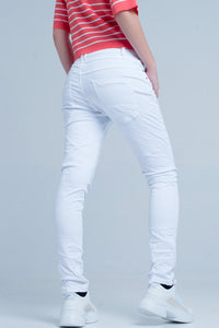 calças de ganga boyfriend branco slim