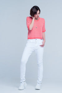 calças de ganga boyfriend branco slim