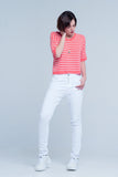 calças de ganga boyfriend branco slim