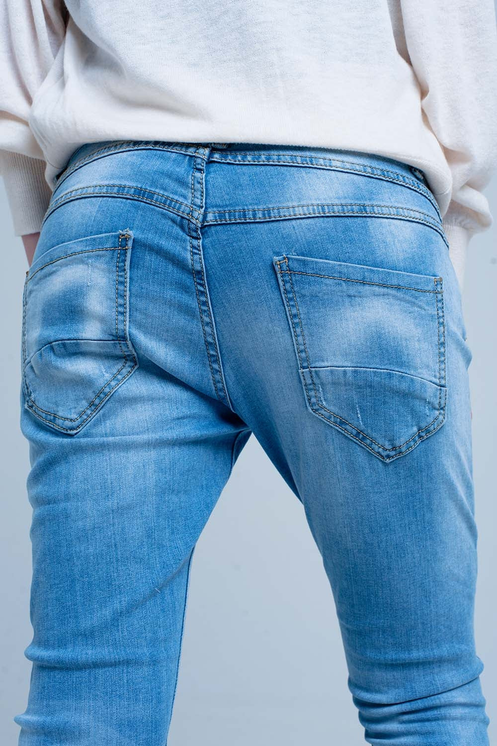 Calças de ganga boyfriend cortado com bottons