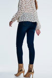calças de ganga com detalhe linha lateral dourado