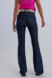 Calças de ganga de cintura ultra alta Dark wash