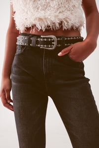 Calças de ganga de corte skinny em preto lavado com cintura alta