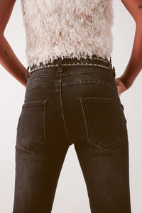 Calças de ganga de corte skinny em preto lavado com cintura alta