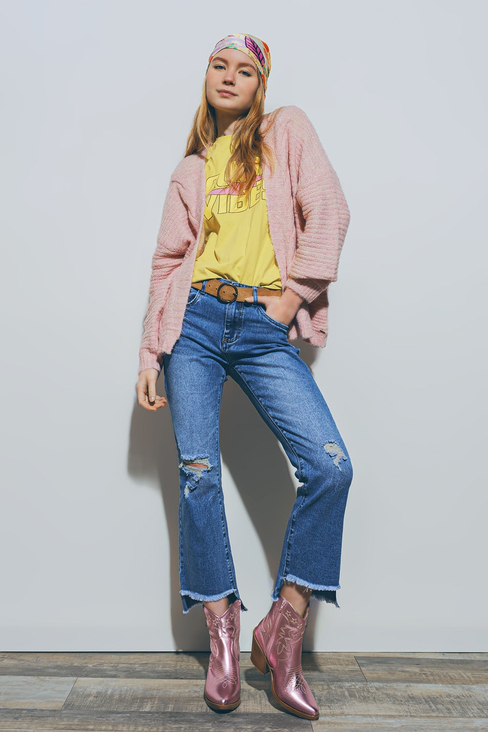 Calças de ganga de lavagem médias