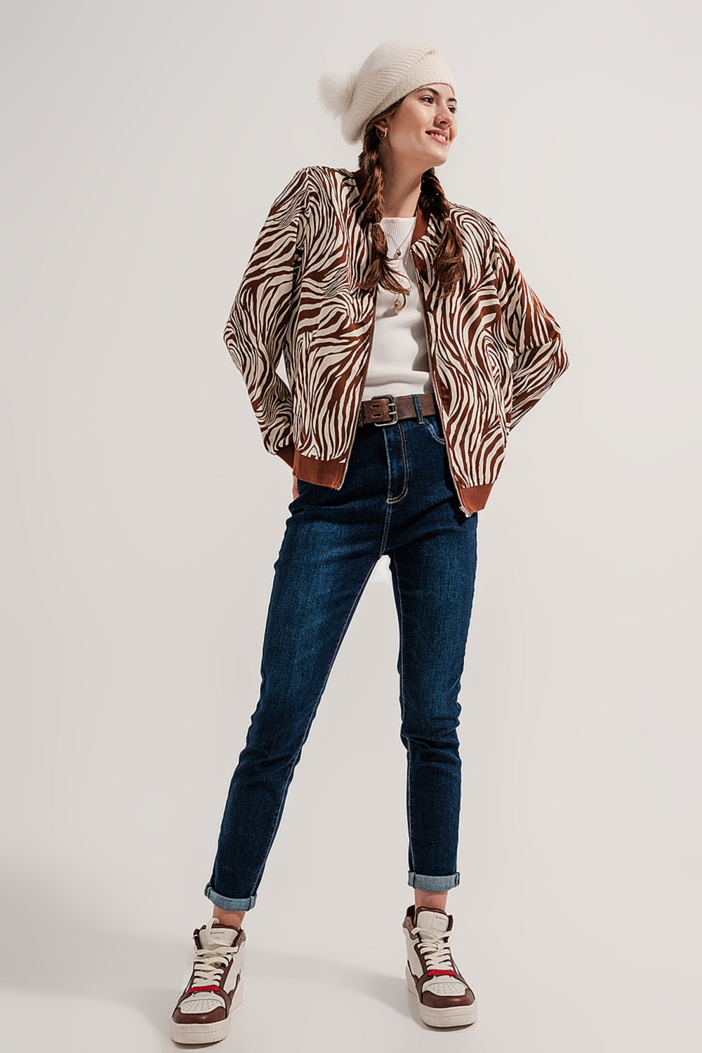 Calças de ganga de perna direita mistura de algodão