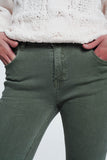 Jeans skinny de cintura alta em verde