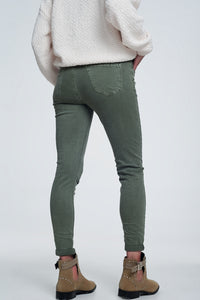 Jeans skinny de cintura alta em verde