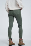 Jeans skinny de cintura alta em verde