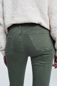 Jeans skinny de cintura alta em verde