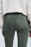 Jeans skinny de cintura alta em verde