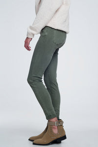 Jeans skinny de cintura alta em verde
