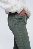 Jeans skinny de cintura alta em verde