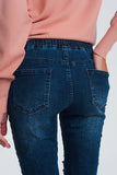 Calças de ganga estilo joggers em azul escuro