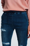 Calças de ganga estilo joggers em azul escuro