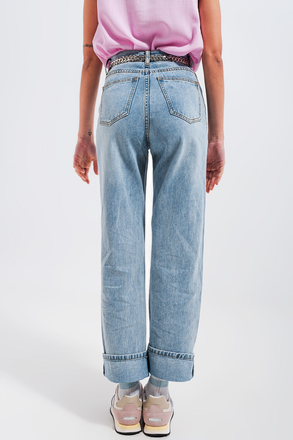 Calças de ganga largas com impressão de coração estilo dos anos 90