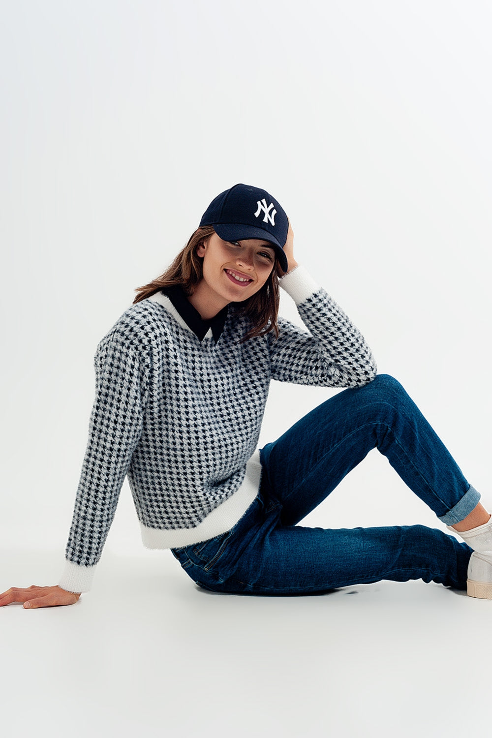 Calças de ganga médias azuis skinny