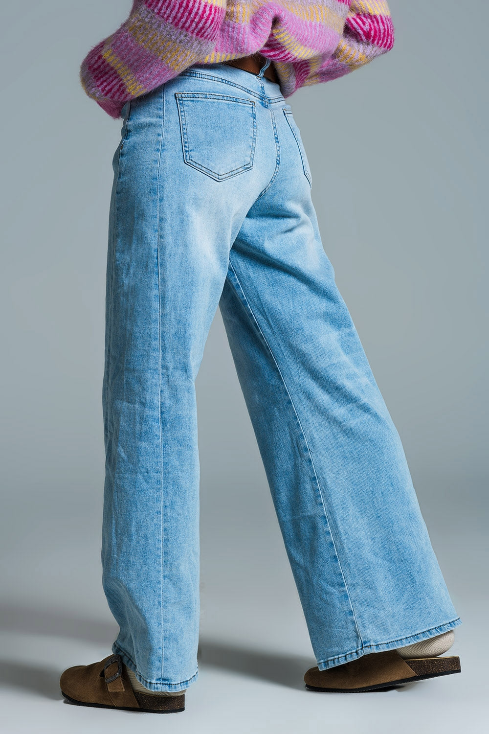 Calças de ganga Mom Style Wide Leg Light Wash