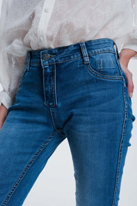 calças de ganga reversíveis skinny enrugados