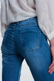 calças de ganga reversíveis skinny enrugados