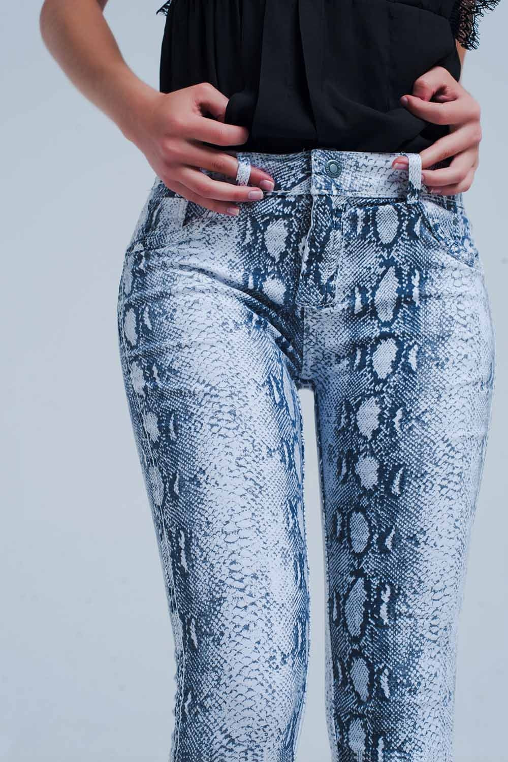 Calças de ganga reversível em branco