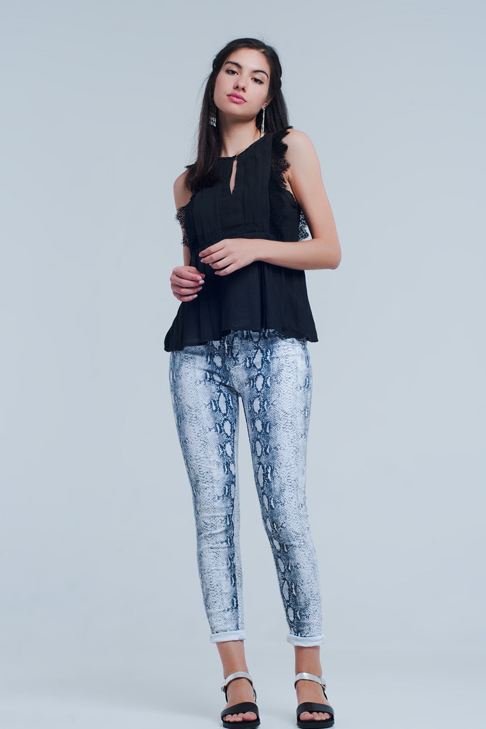 Calças de ganga reversível em branco