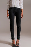 Q2 Calças de ganga skinny básica em preto