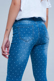 Calças de ganga skinny bolinhas imprimir