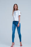 Calças de ganga skinny bolinhas imprimir
