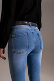 Calças de ganga skinny cintura alta em lavagem clara