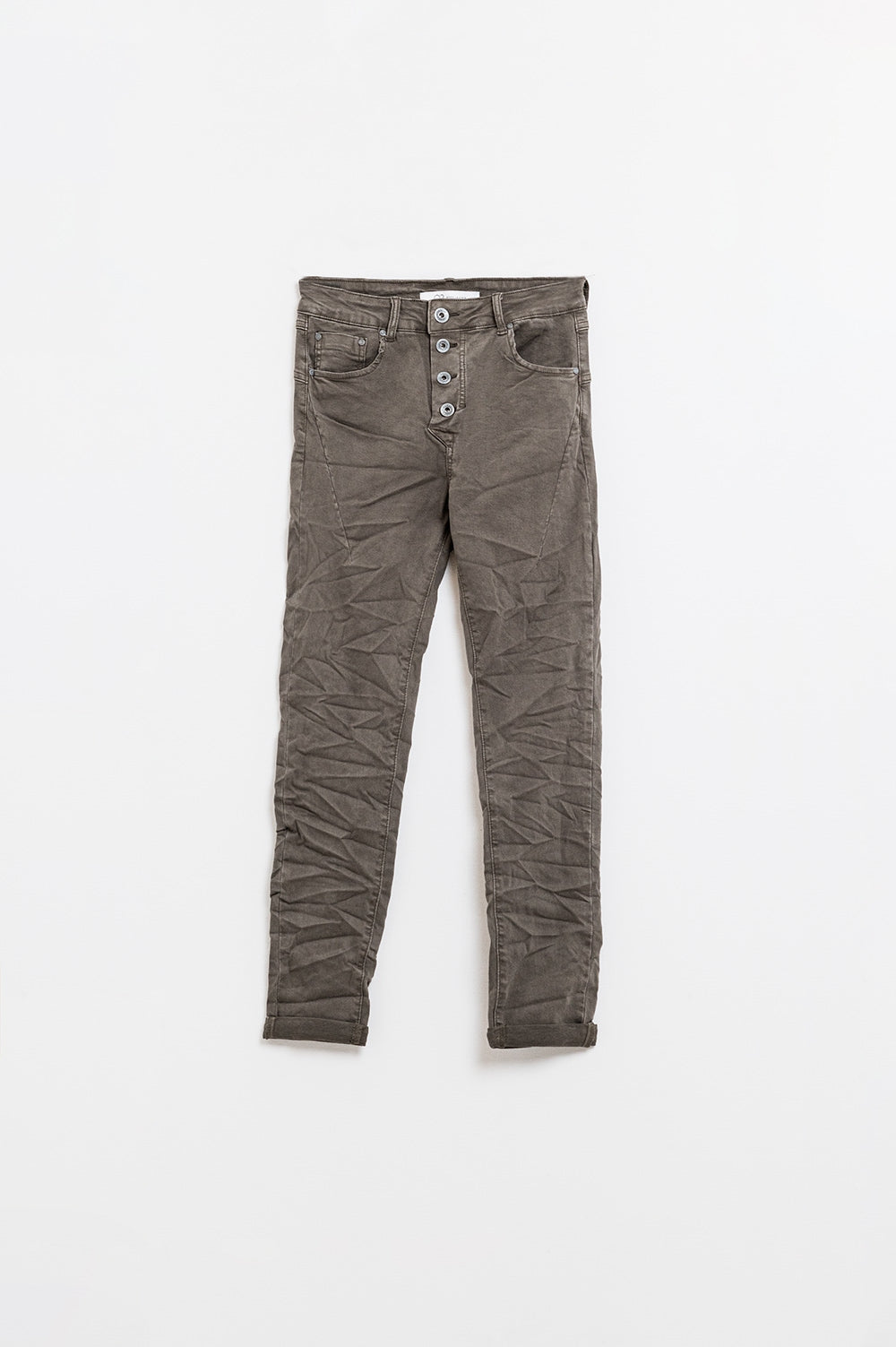 Q2 Calças de ganga skinny com botões expostos em cinzento