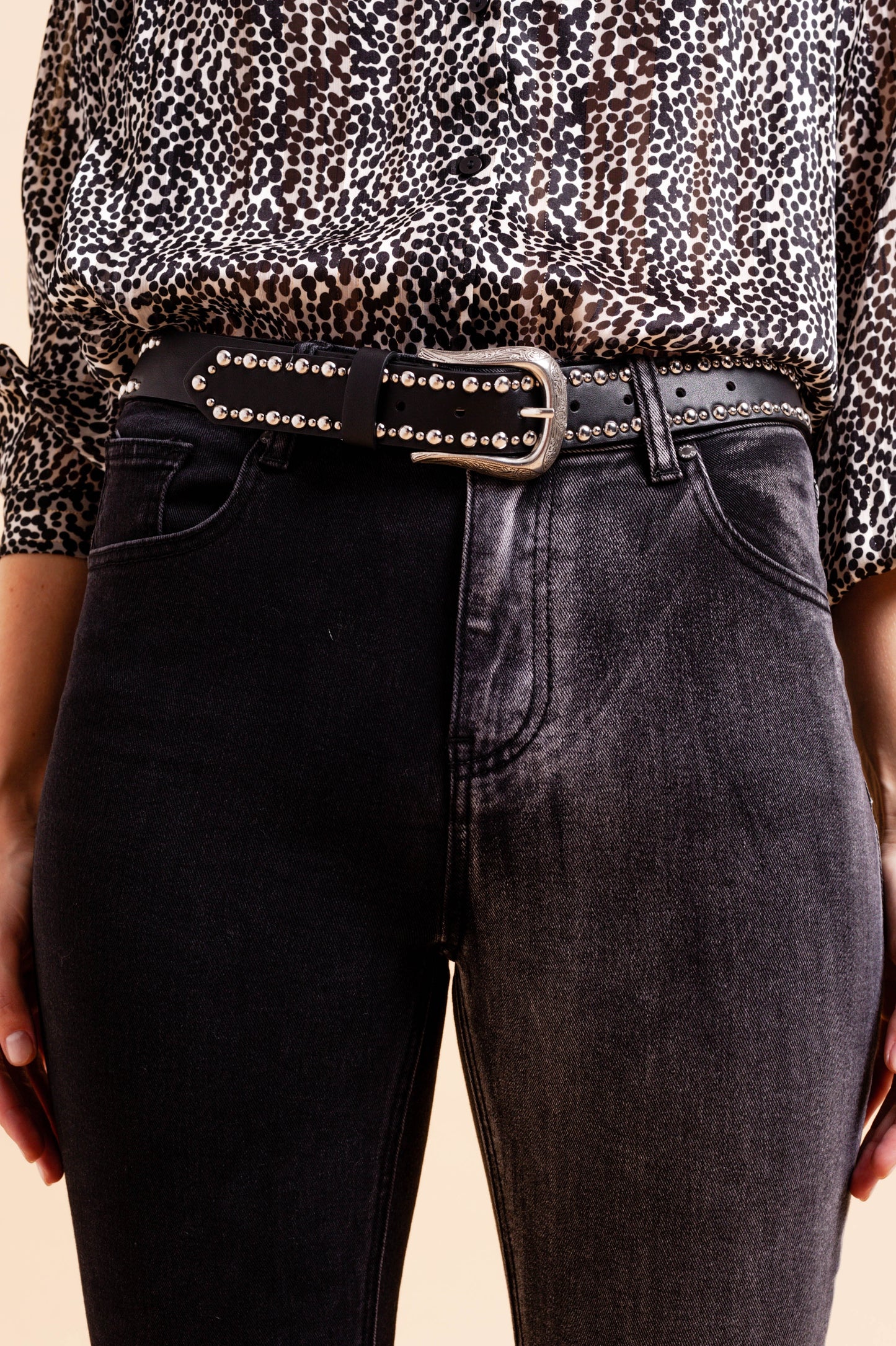 Calças de ganga skinny com desenho color block