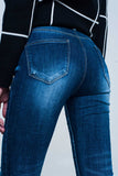 Calças de ganga skinny com detalhadas bordado no bolso