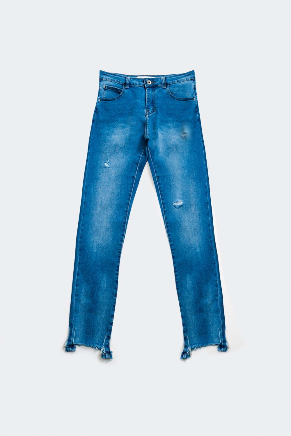 Q2 Calças de ganga skinny com detalhe de bainha rasgada