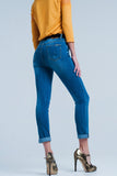 Calças de ganga skinny com detalhe leopardo