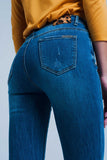 Calças de ganga skinny com detalhe leopardo