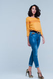 Calças de ganga skinny com detalhe leopardo
