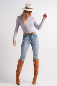 Calças de ganga skinny com detalhes de botões em azul claro