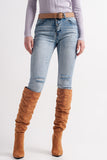 Q2 Calças de ganga skinny com detalhes de botões em azul claro