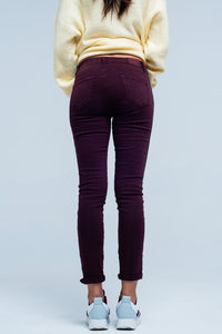 Calças de ganga skinny com listra lateral de metal