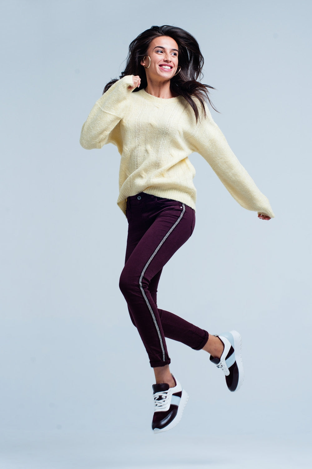 Calças de ganga skinny com listra lateral de metal