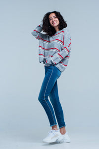 Calças de ganga skinny com listra lateral strass
