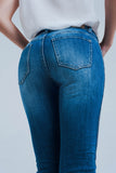 Calças de ganga skinny com listras na costura lateral