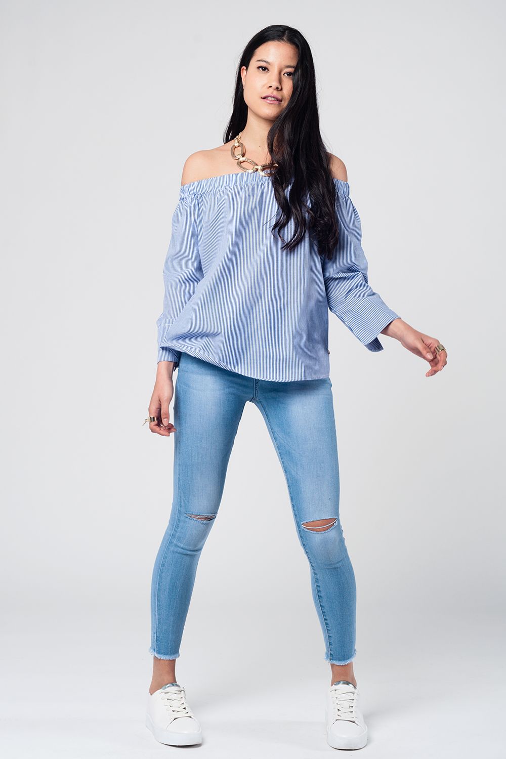 Calças de ganga Skinny com rasgões