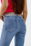Calças de ganga skinny de 5 bolsos com pormenor de flores