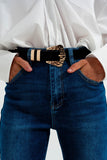 Calças de ganga skinny de algodão azul escuro com ajuste skinny