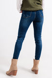 Calças de ganga skinny de cintura alta lavadas a azul médio