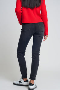 Calças de ganga skinny de cintura alta